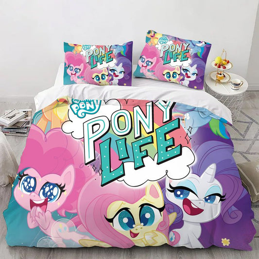 Cartoon Unicorn Pony Life Bedding Set