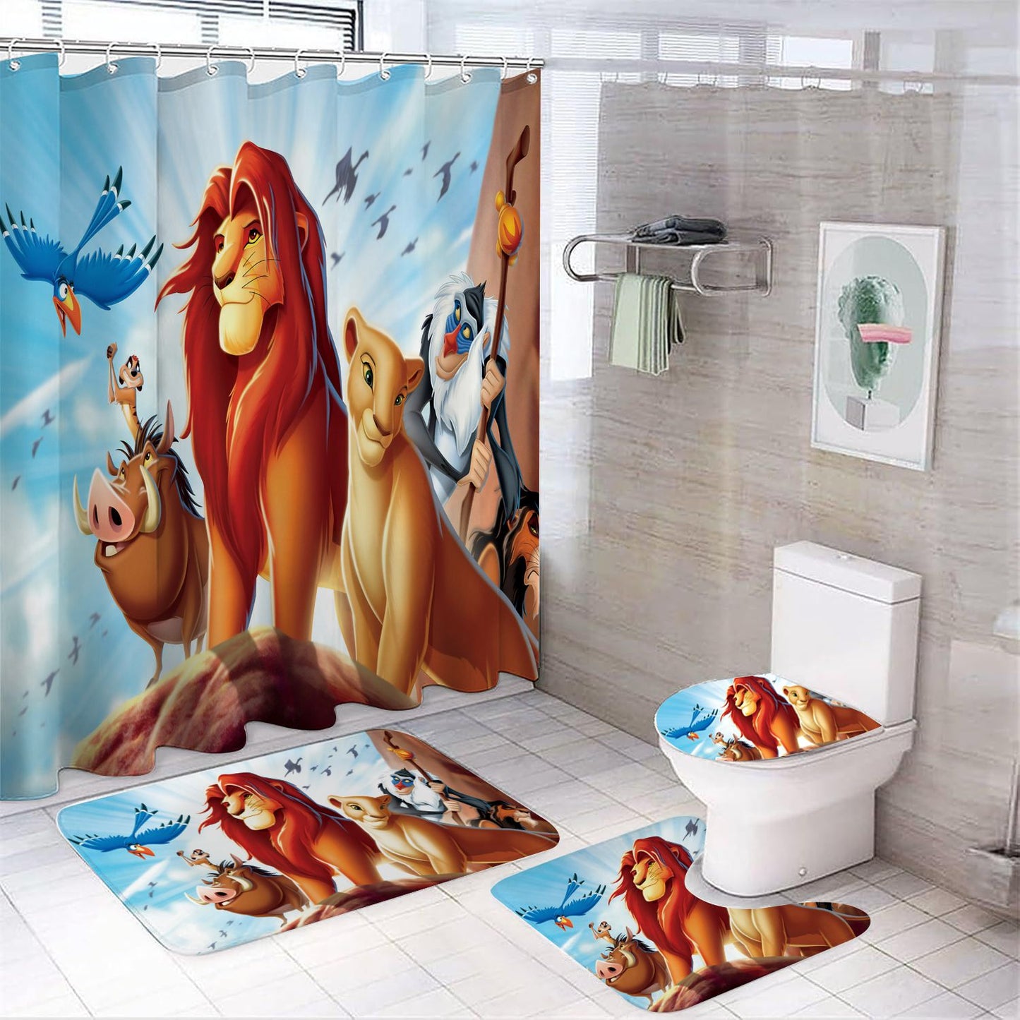 Cartoon Simba Lion Shower Curtain