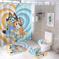 Duschvorhang Bluey, Cartoon Blue Heeler Bingo Welpe, 180x180cm