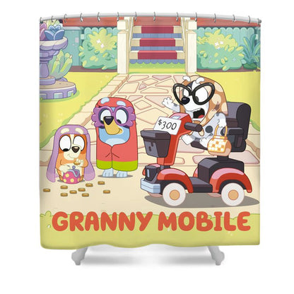 Cartoon Blue Puppey Shower Curtain