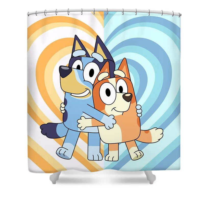 Duschvorhang Bluey, Cartoon Blue Heeler Bingo Welpe, 180x180cm