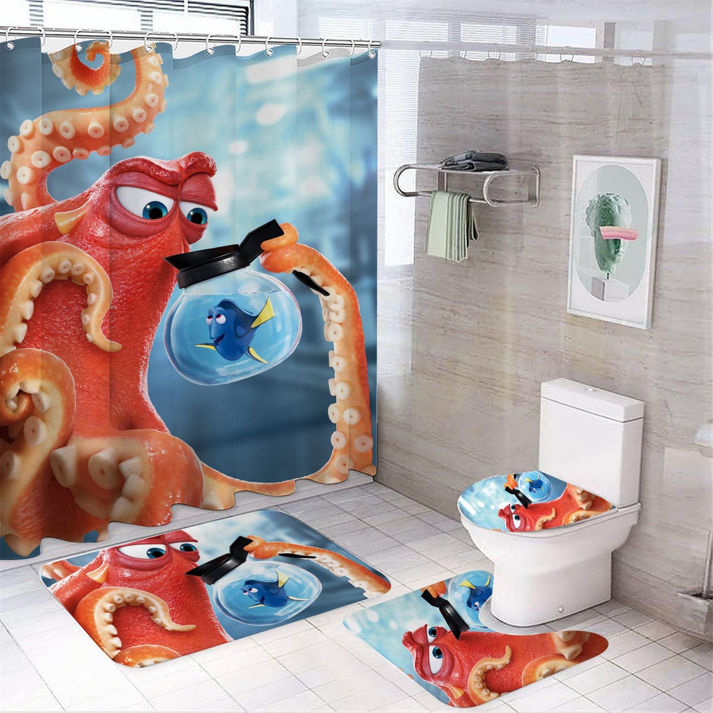 Rideau de Douche Trouver Nemo, Finding Nemo animé requin Rideaux 180x180
