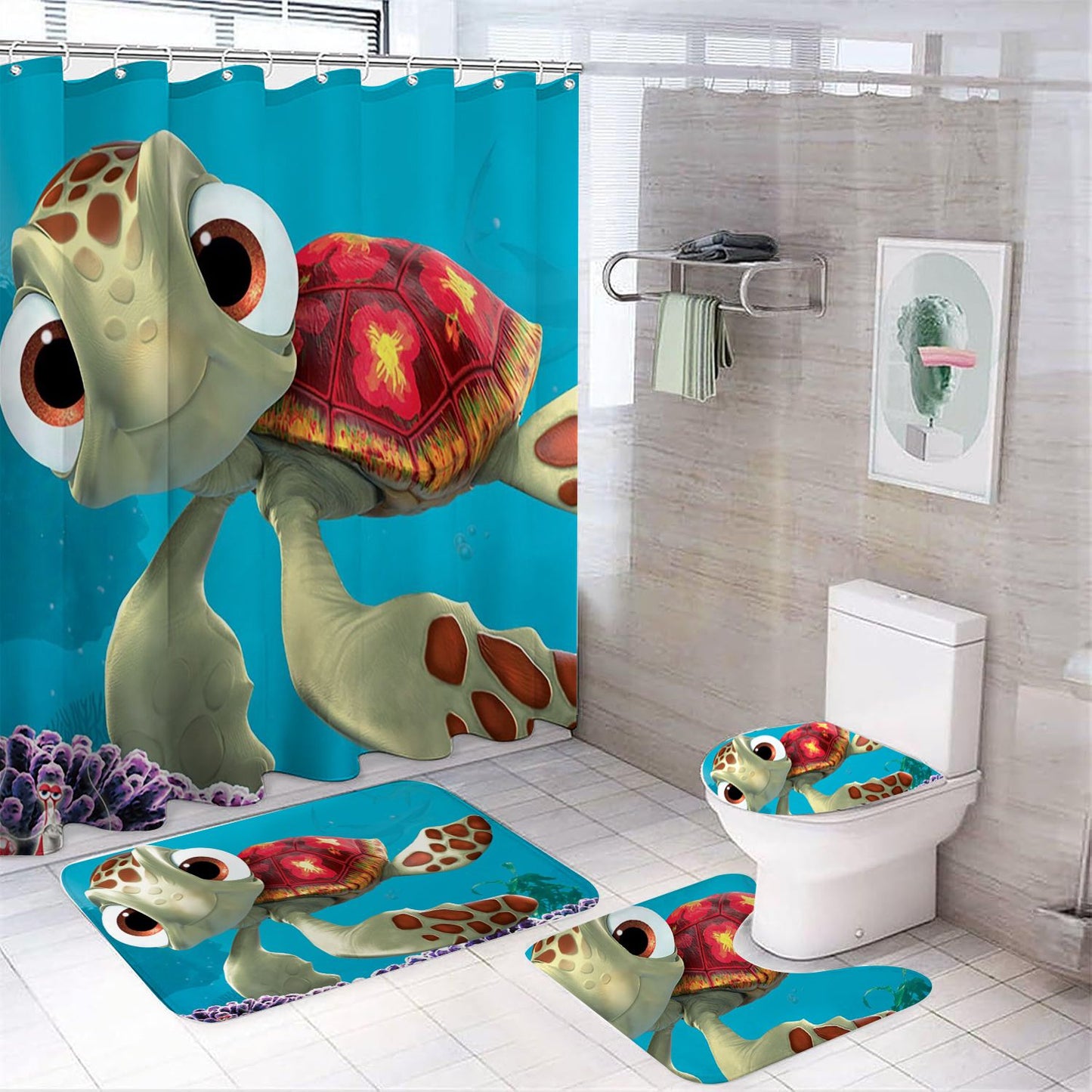 Rideau de Douche Trouver Nemo, Finding Nemo animé requin Rideaux 180x180