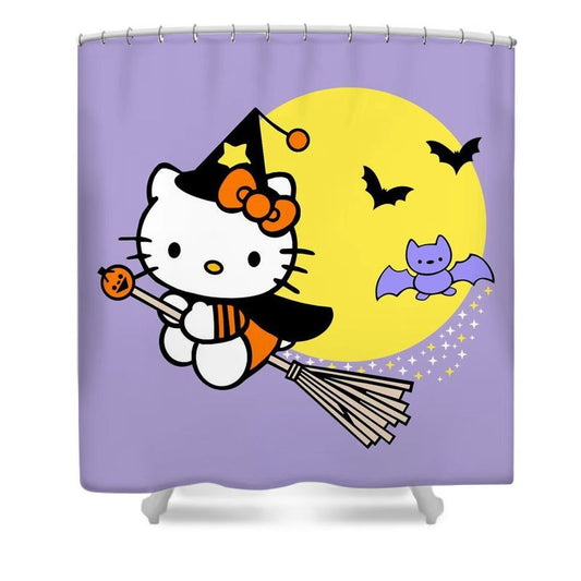 Cartoon Kitty Cat Shower Curtain Set