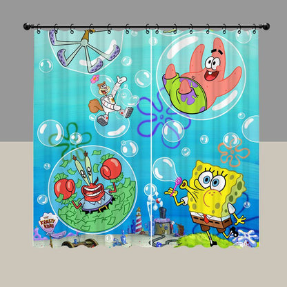 Cartoon Square Sponge Blackout Curtain