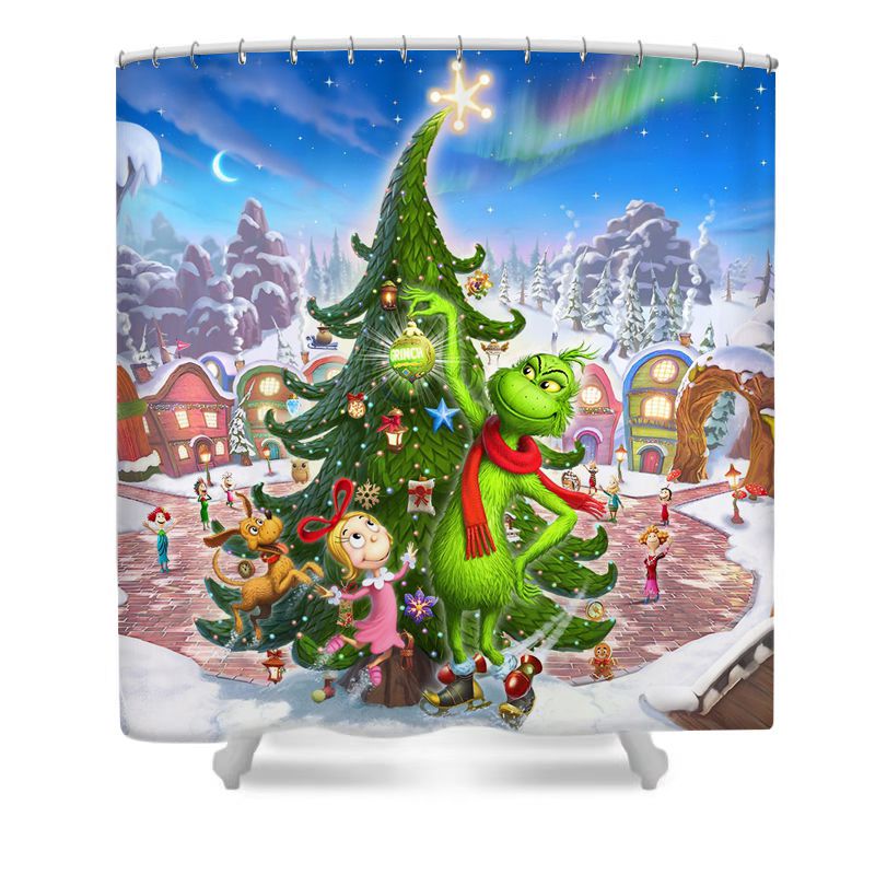 Cartoon Stolen Christmas Shower Curtain Set
