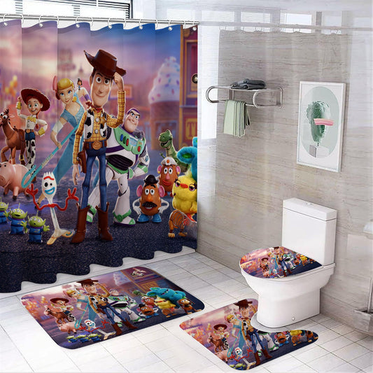 Duschvorhang Toy Story, Woody Buzz Lightyear Cartoon Disney, Kinder, 180x180cm