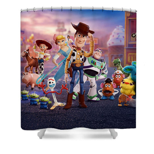 Duschvorhang Toy Story, Woody Buzz Lightyear Cartoon Disney, Kinder, 180x180cm