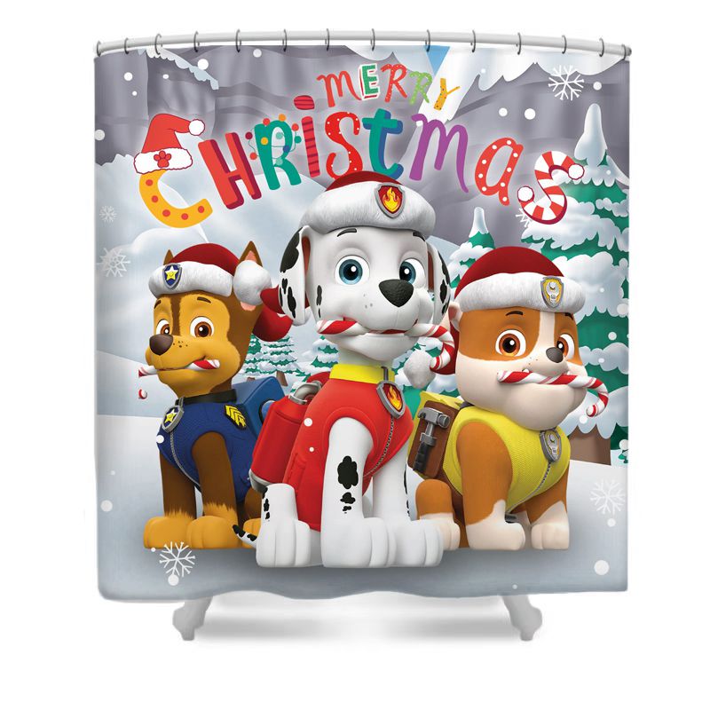 Christmas Rescue Dogs Shower Curtain