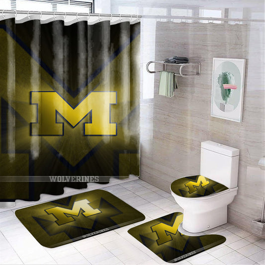 Douchegordijn Michigan Wolverines, voetbalsport van de Universiteit van Michigan, 180x180cm