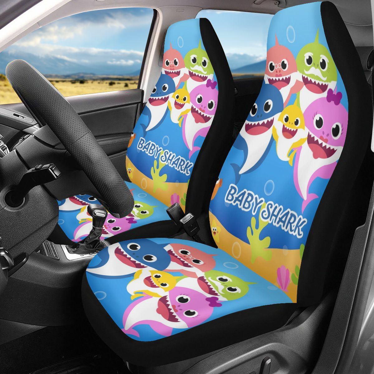 Cute Cartoon Sharks Family Car Seat Cover