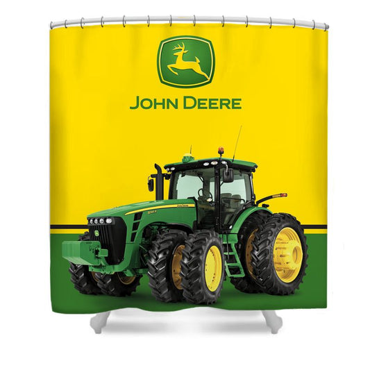 Duschvorhang John Deere, einzigartiges Badezimmerdekor mit grünem Farm Truck