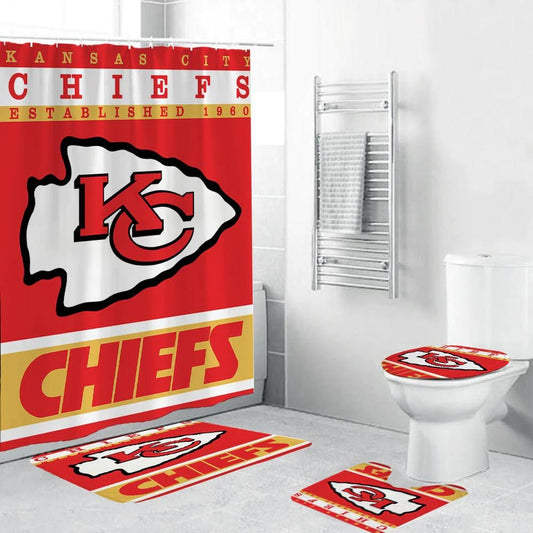 Chiefs Duschvorhang NFL Football Team Flagge Badezimmer Dekor Zubehör Idee