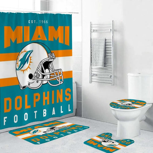 Miami Dolphins Duschvorhang Northwest NFL Football Helm Flagge Badezimmer Dekor Accessoires Idee