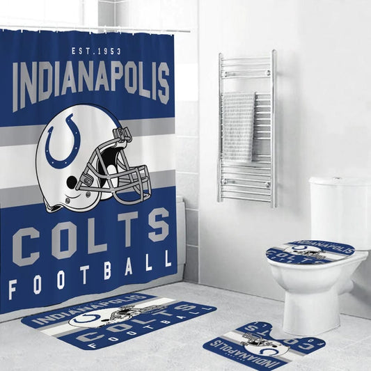 Indianapolis Colts Duschvorhang, Helm-Team-Flagge, NFL Football Badezimmer-Dekor-Accessoires-Idee