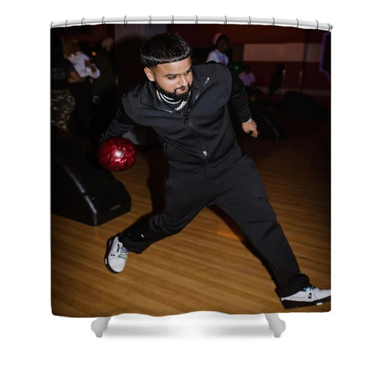 Douchegordijn Nav Bowling, grappige meme, 180x180cm