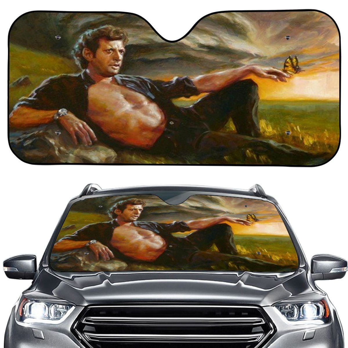 Funny Meme Jeff Character Car Sun Shade