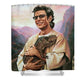 Funny Jeff Oil Painting with Monkey Shower Curtain
