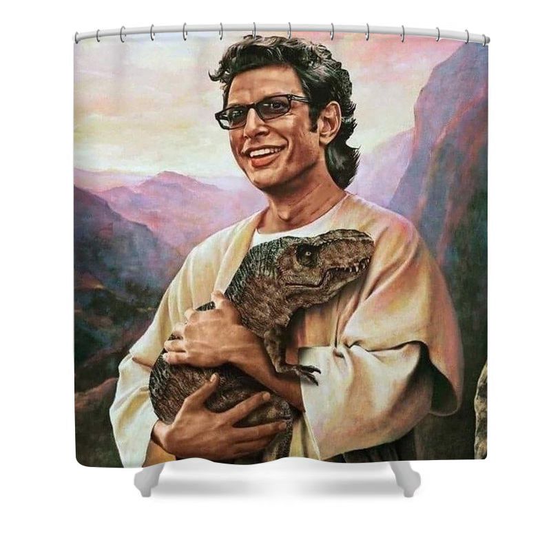 Funny Jeff Oil Painting with Monkey Shower Curtain