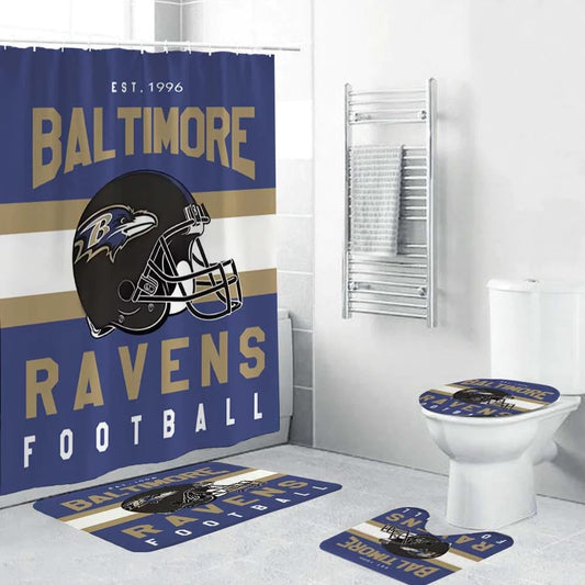 Douchegordijn Baltimore Ravens, NFL voetbalhelm teamvlag, 180x180cm