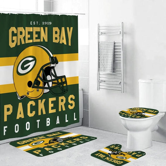 Football Helmet Team Flag Packers Shower Curtain