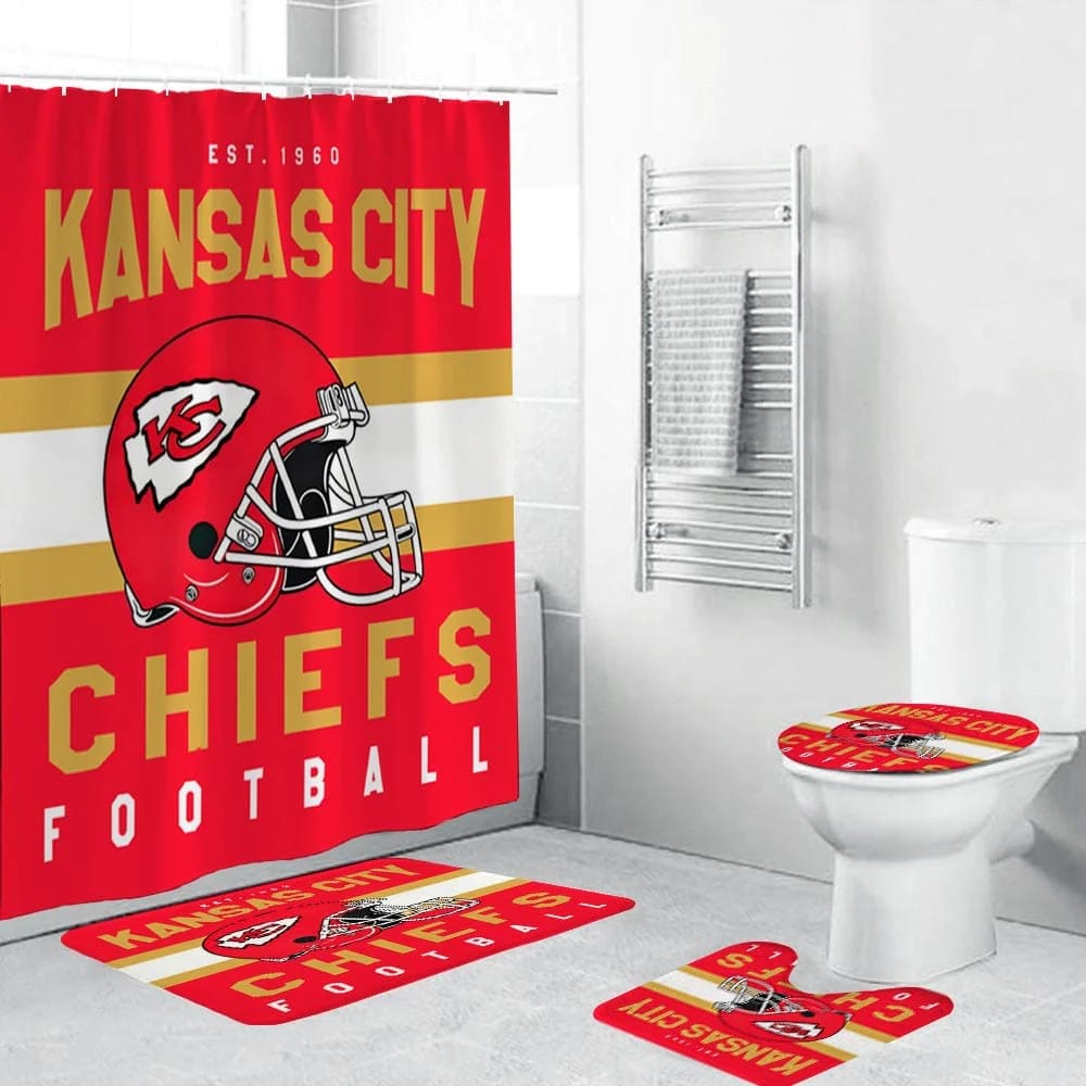 Douchegordijn Kansas City Chiefs, NFL voetbalhelm teamvlag, 180x180cm