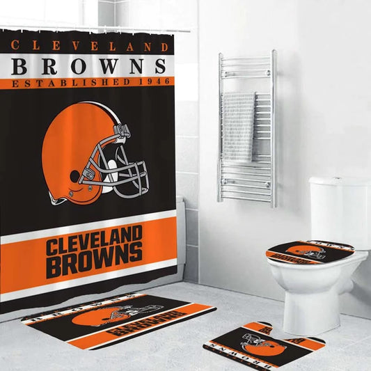 Cleveland Browns Duschvorhang NFL Football Team Helm Flagge Badezimmer Dekor Accessoires Idee