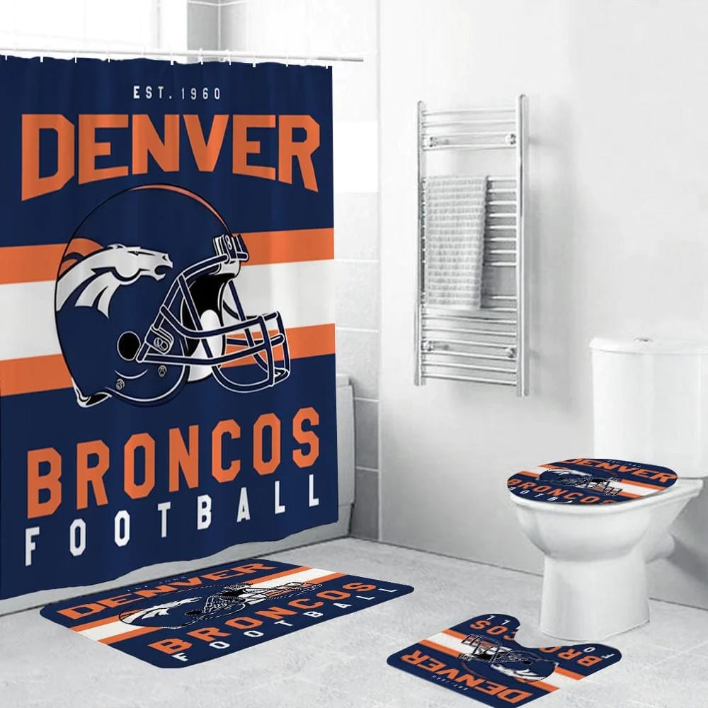 Football Helmet Team Flag Broncos Shower Curtain