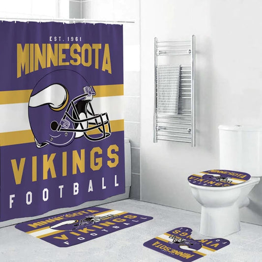 Douchegordijn Minnesota Vikings, NFL voetbalhelm teamvlag, 180x180cm