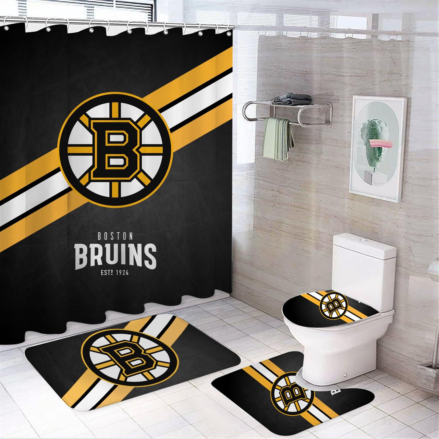 Ice Hockey Bruins Shower Curtain