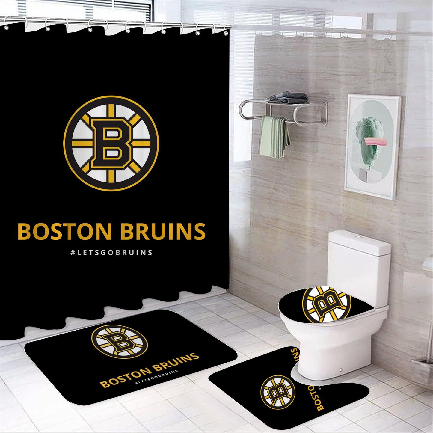 Ice Hockey Bruins Shower Curtain