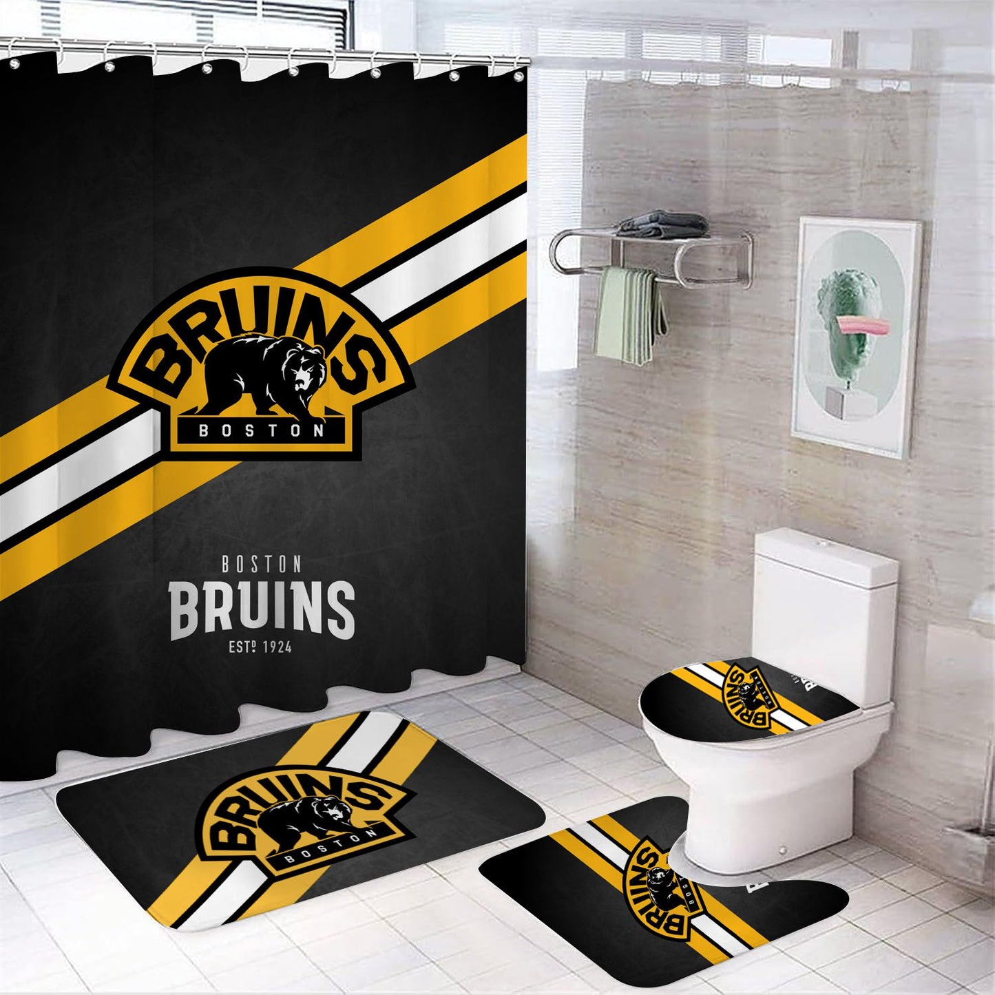 Ice Hockey Bruins Shower Curtain