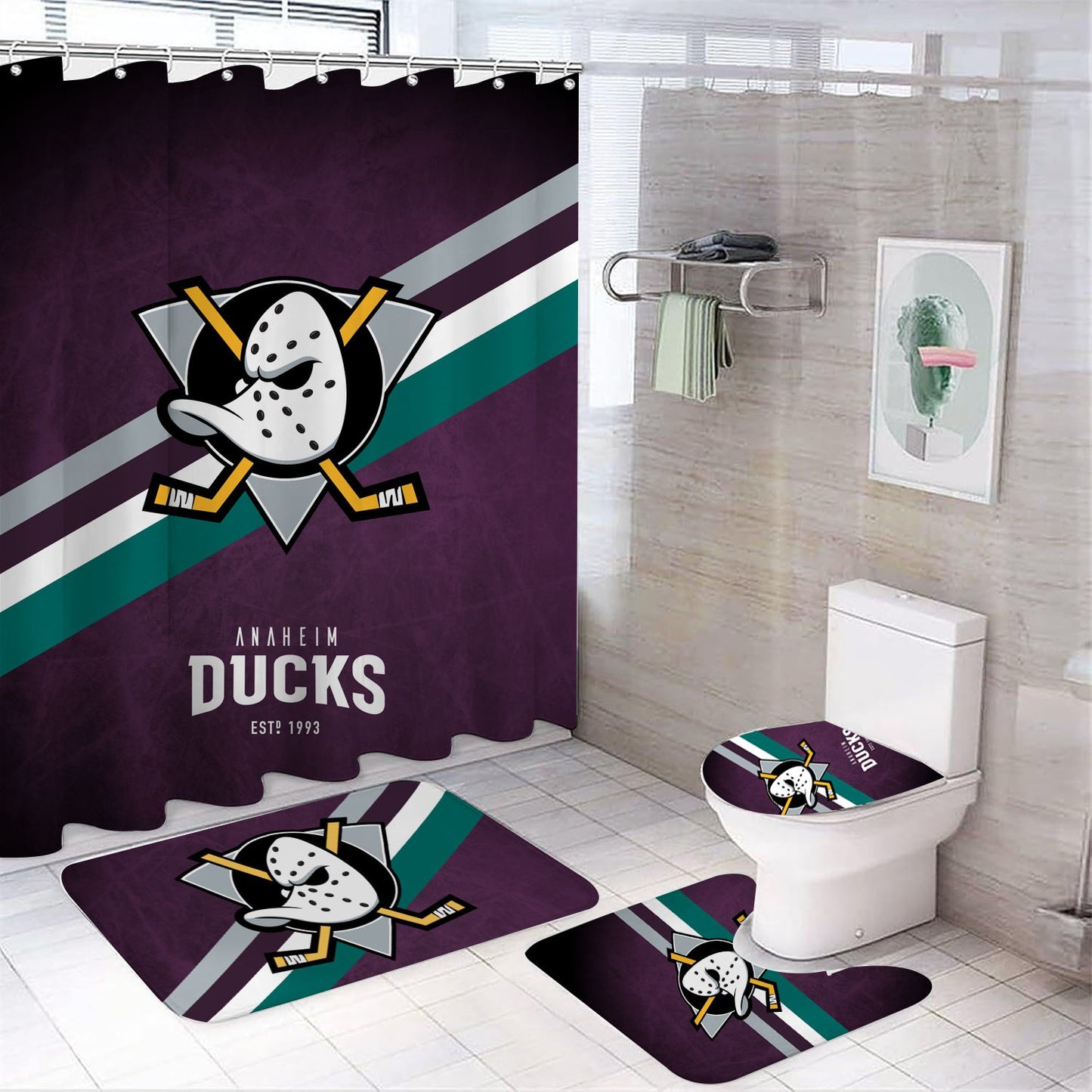Rideau de douche Canards de hockey sur glace