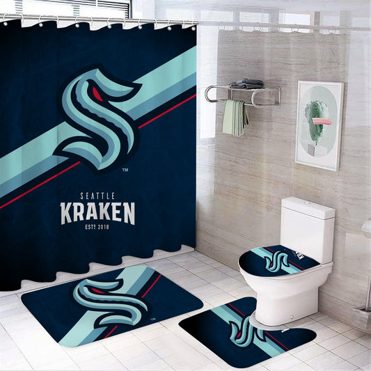 Ice Hockey Kraken Shower Curtain