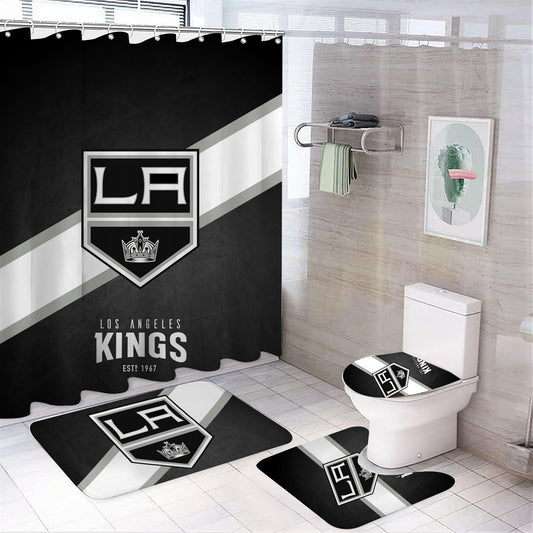 Ice Hockey Los Angeles Black Shower Curtain