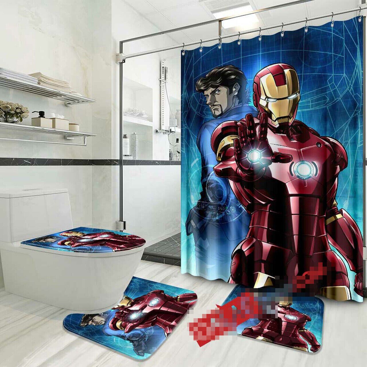 Iron Hero Anime Shower Curtain