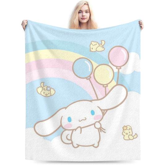 Long Ear White Dog Throw Blanket