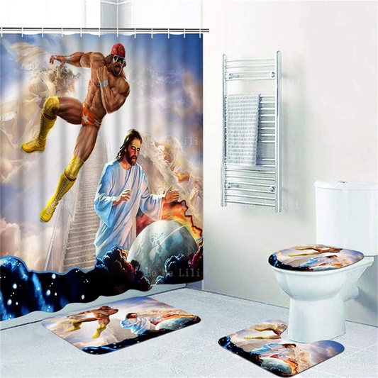 Duschvorhang Macho Man, Randy Savage, Jesus, WWE, 180x180cm