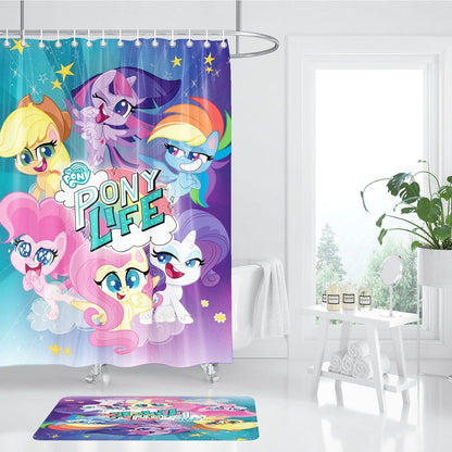 Rideau de douche My Little Pony, dessin animé MLP Pony Life Licorne, 180x180cm