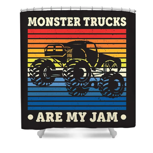 Douchegordijn Monster Jam, Truck Race, 180x180cm