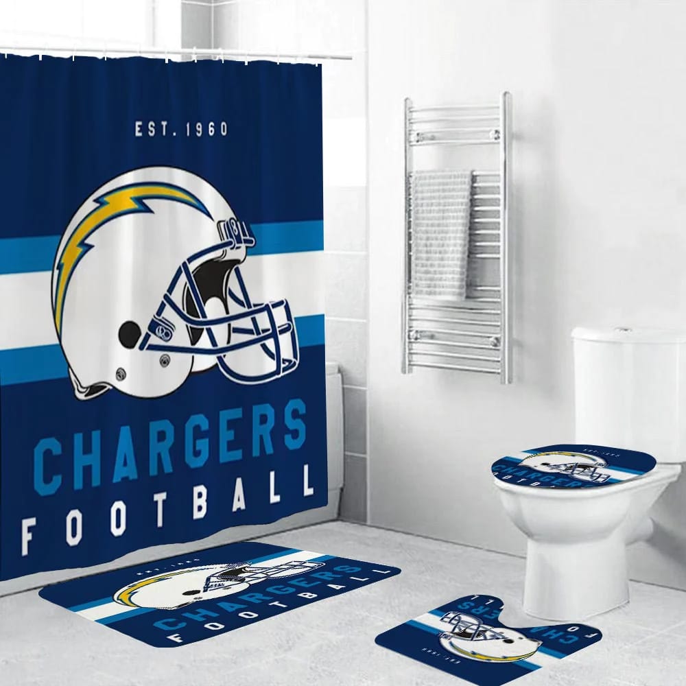 Los Angeles Chargers Duschvorhang, Team-Helm-Flagge, NFL-Football-Badezimmer-Dekor-Accessoires-Idee