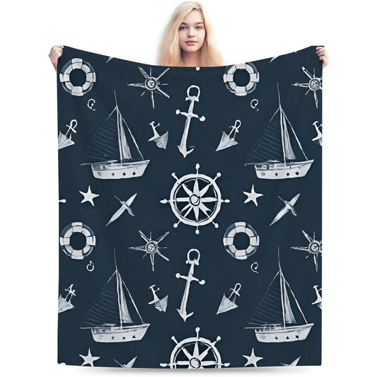 Nautical Anchor Boats Throw Blanket
