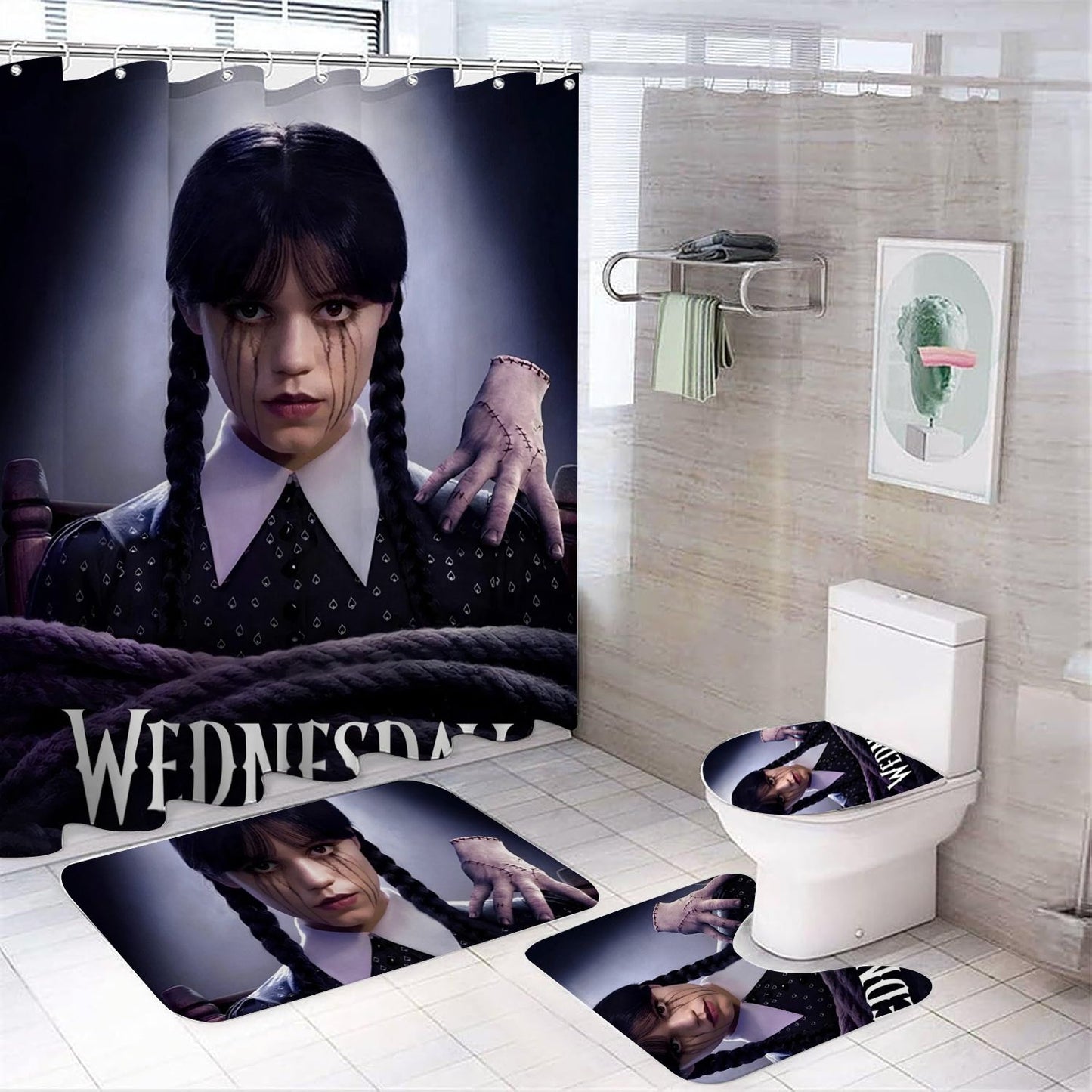 Duschvorhang Wednesday Addams, Nevermore Academy, Spooky Girl, 180x180cm