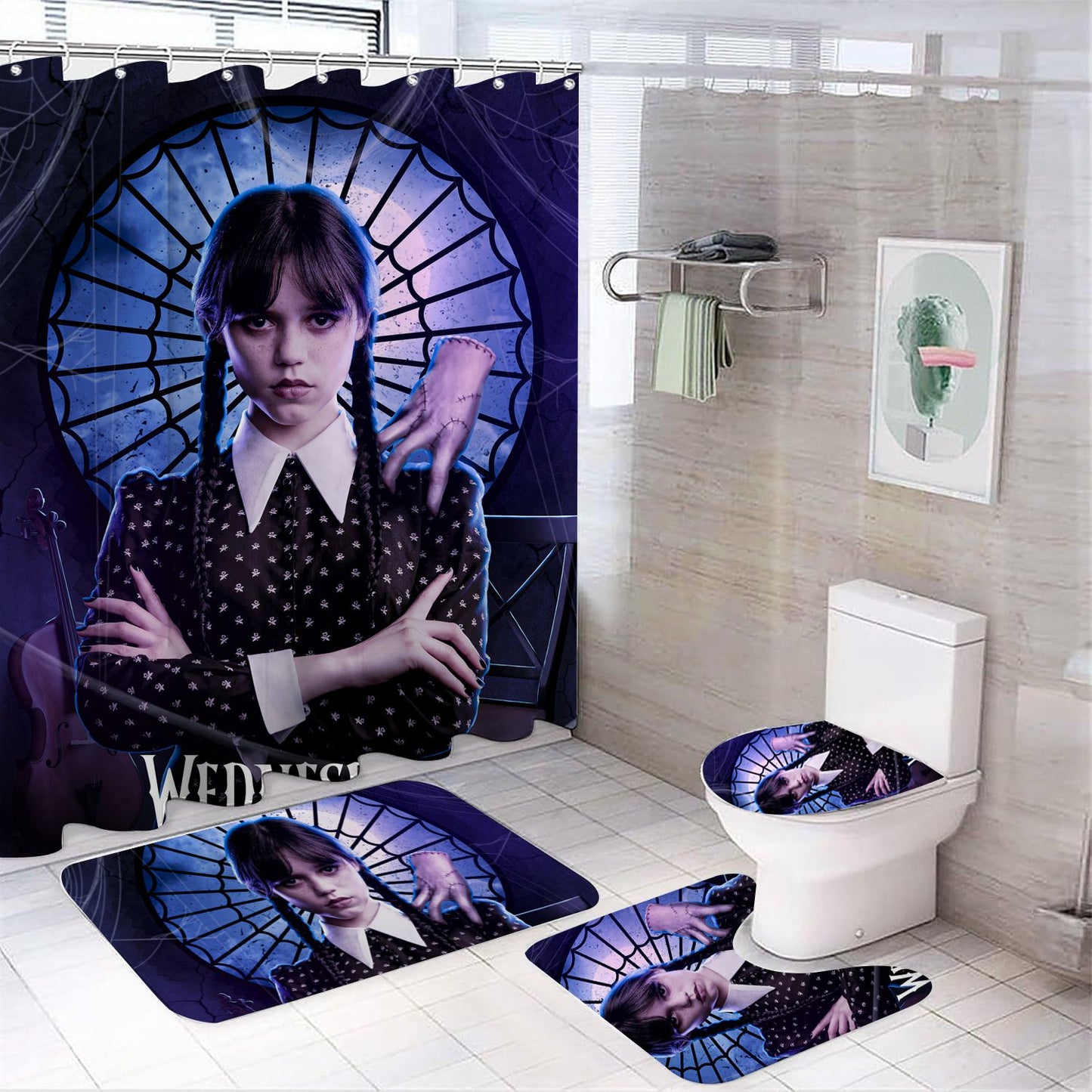 Duschvorhang Wednesday Addams, Nevermore Academy, Spooky Girl, 180x180cm