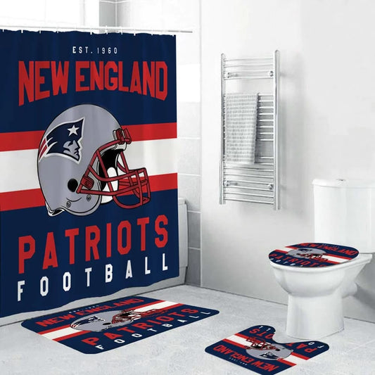 Douchegordijn New England Patriots, NFL voetbalteam helmvlag, 180x180cm