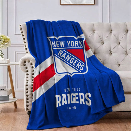 New York Hockey Blue Red Sport Throw Blanket