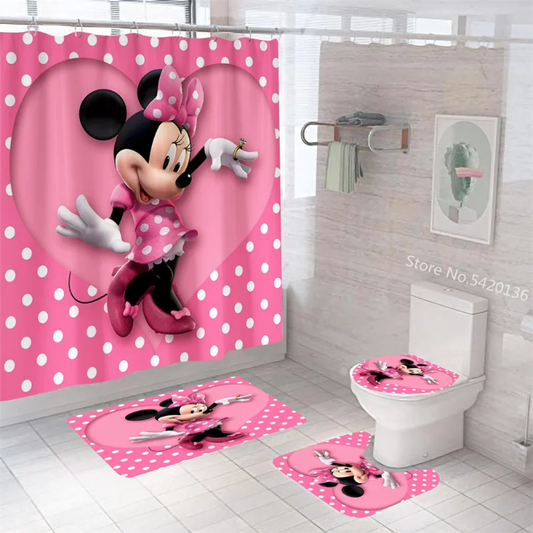 Douchegordijn Minnie Mouse, Roze Hart, Girly, 180x180cm