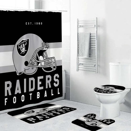 Oakland Raiders Duschvorhang NFL Football Helm Team Flagge Badezimmer Dekor Accessoires Idee