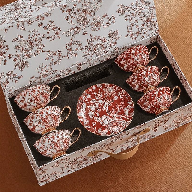 Red Rose Garden Tea Cup and Saucer Set