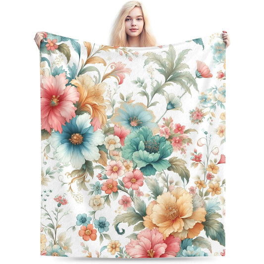 Seamless Spring Floral Throw Blanket